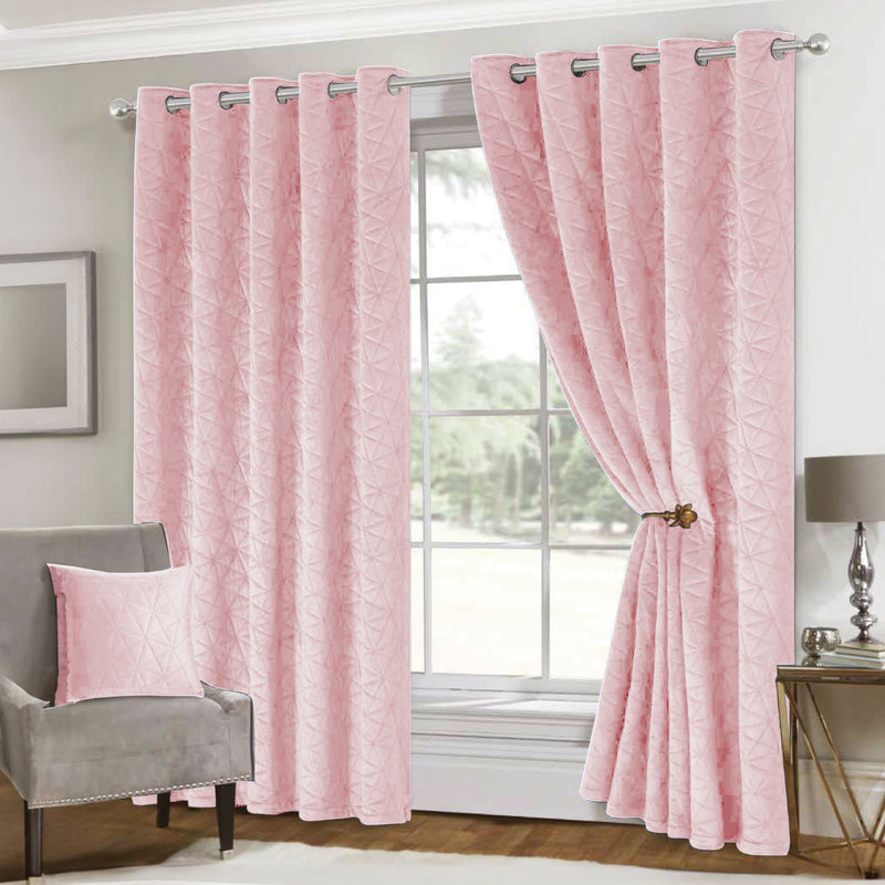 Lewis's Pinsonic Velvet Eyelet Curtains - Pink