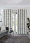 Lewis's Silver Leaf Eyelet Curtains - Silver
