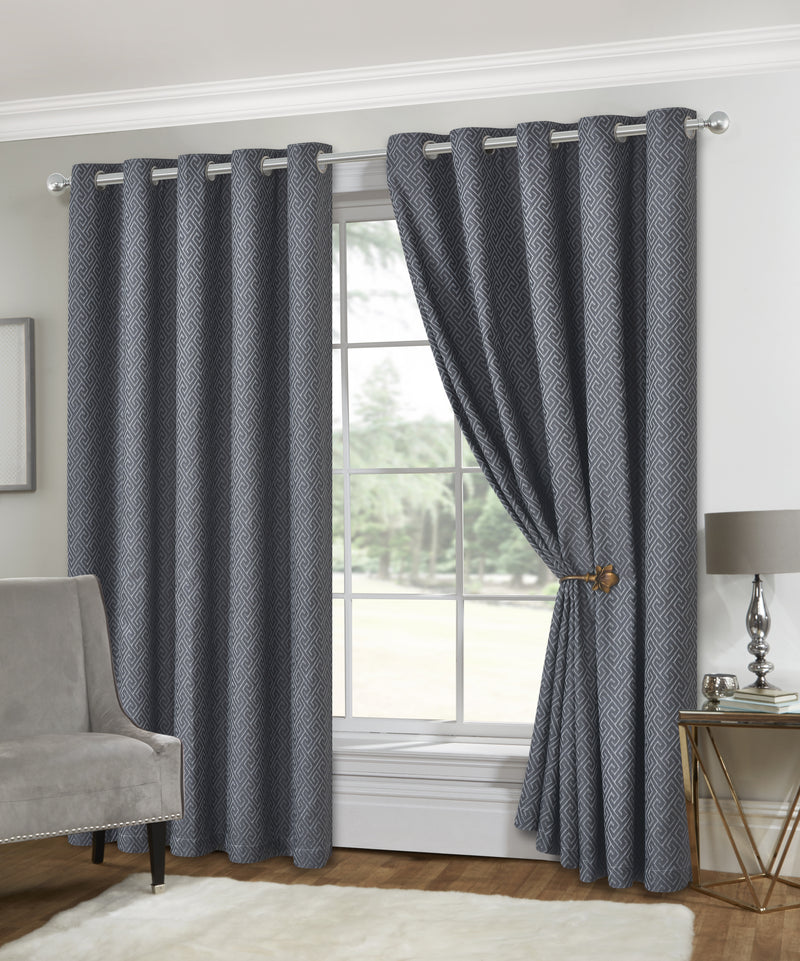 Lewis's Rhodes Eyelet Curtains - Charcoal