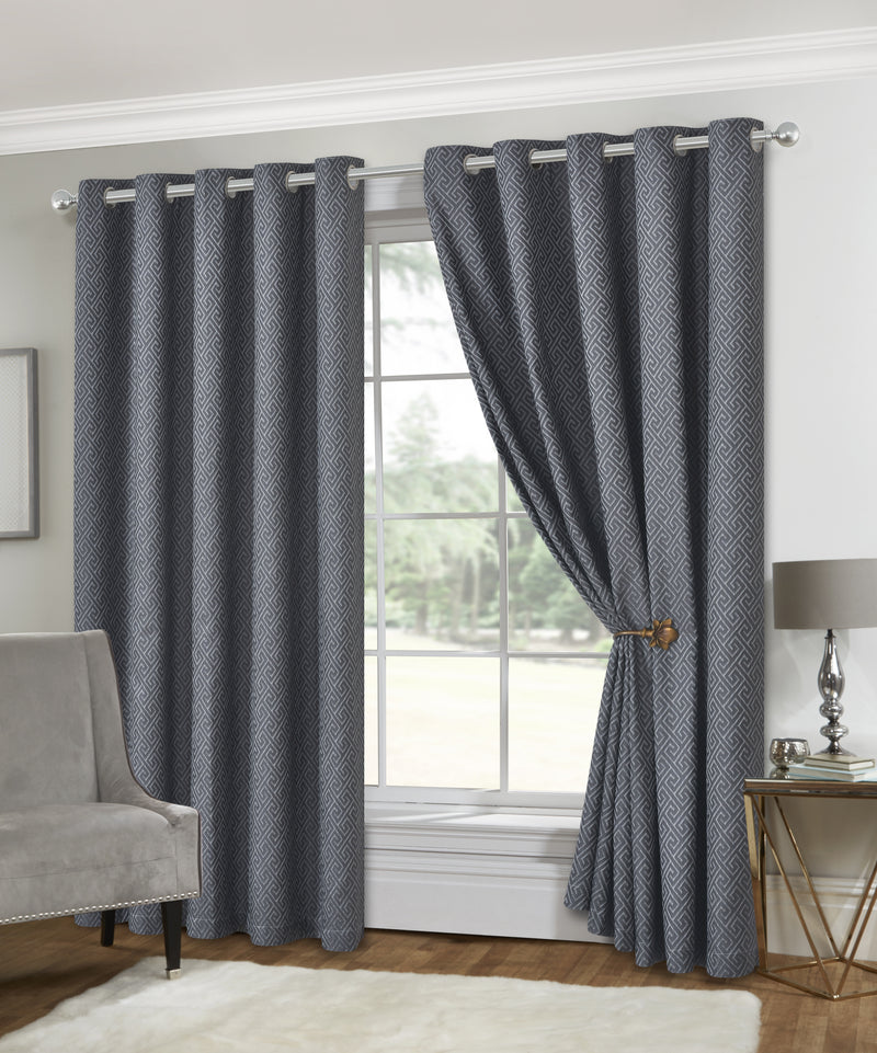 Rhodes Eyelet Curtains - Charcoal