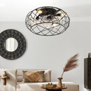 Cottonfy UK Black Cage Ceiling Fan Light