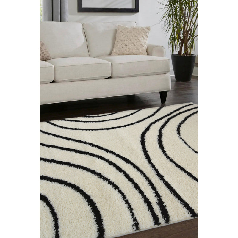 Lewis's Home Snug Swirl Rugs - Ivory & Black