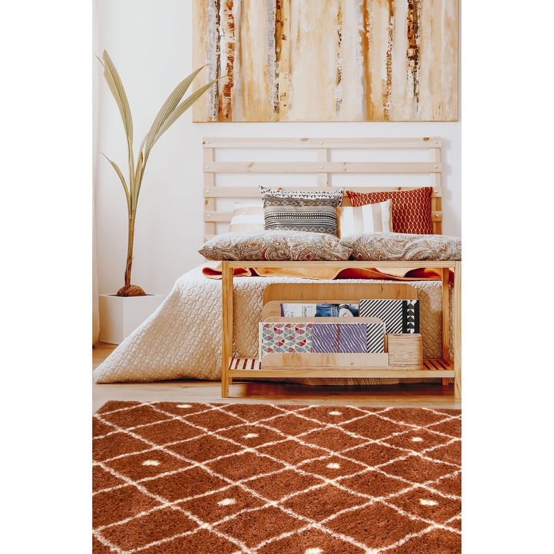 Lewis's Home Snug Diamonds Rugs - Terracotta Red