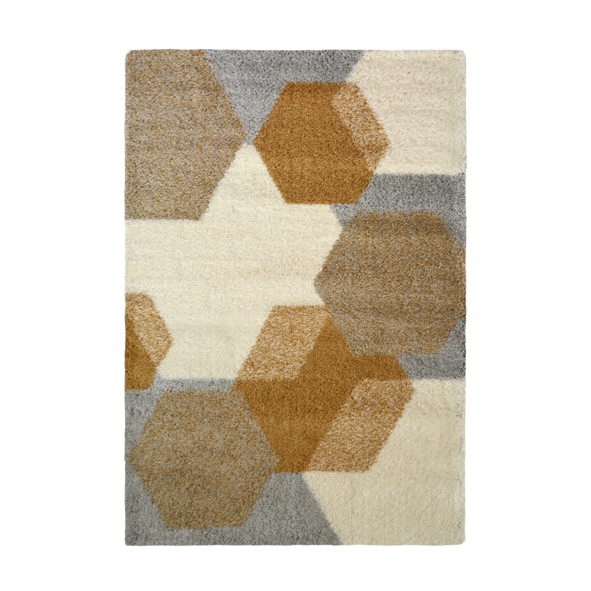 Lewis's Home Snug Hexagon Rugs - Yellow & Grey