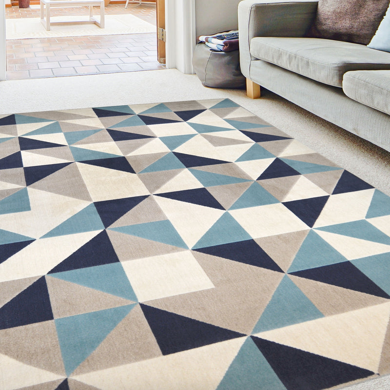Lewis's Home Creation Geo Triangle Rugs - Light Blue & Navy Blue