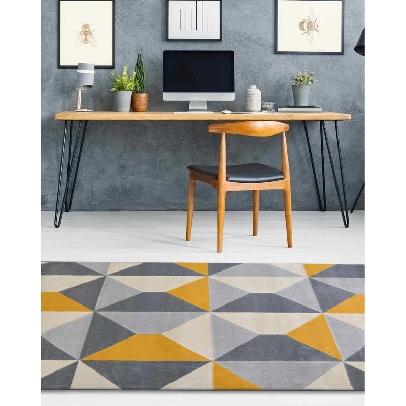 Lewis's Home Creation Geo Rugs - Ochre Yellow & Grey