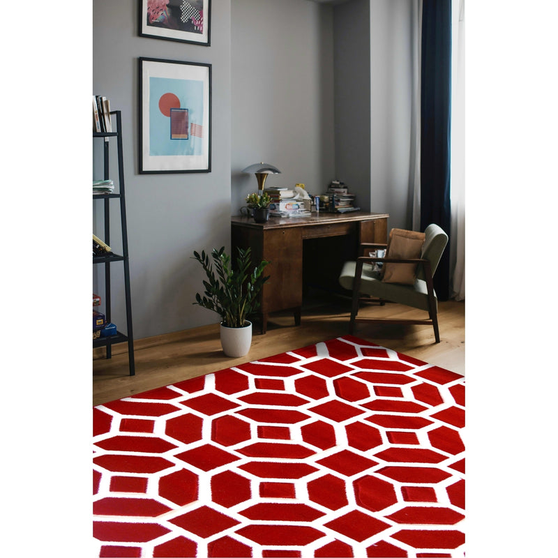 Lewis's Home Daytona Tile Geo Rugs - Red