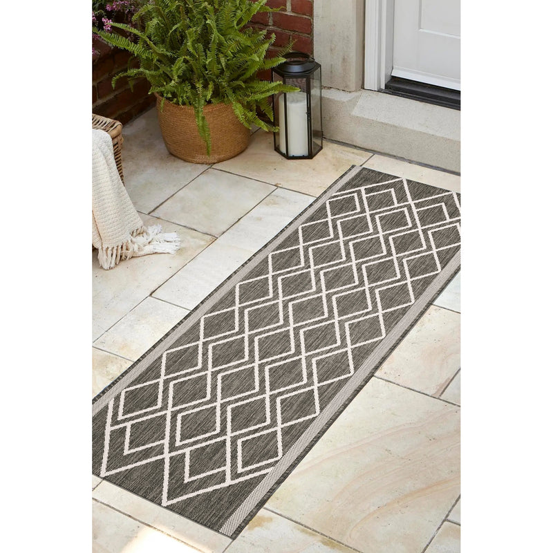 Lewis's Home Compass Diamond Flatweave Indoor & Outdoor Rugs - Grey