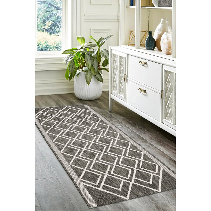 Lewis's Home Compass Diamond Flatweave Indoor & Outdoor Rugs - Grey