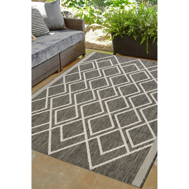 Lewis's Home Compass Diamond Flatweave Indoor & Outdoor Rugs - Grey