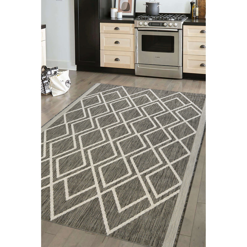 Lewis's Home Compass Diamond Flatweave Indoor & Outdoor Rugs - Grey