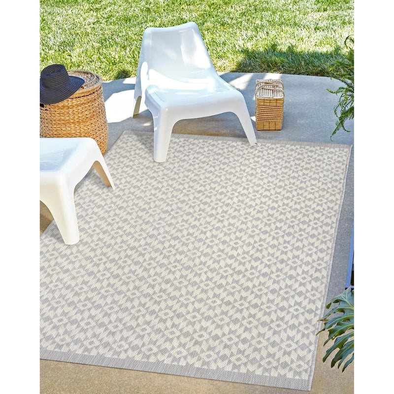 Lewis's Home Compass Aztec Flatweave Indoor & Outdoor Rugs - Grey