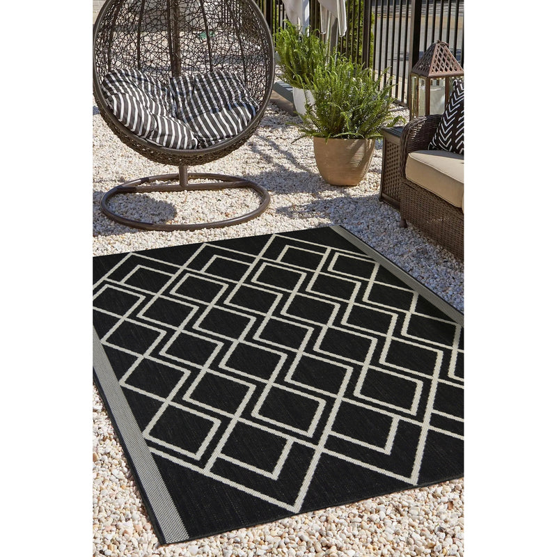 Lewis's Home Compass Diamond Flatweave Indoor & Outdoor Rugs - Black