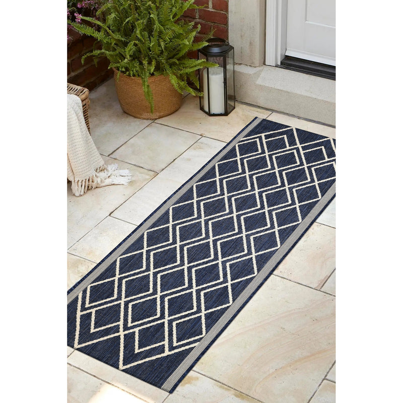 Lewis's Home Compass Diamond Flatweave Indoor & Outdoor Rugs - Navy
