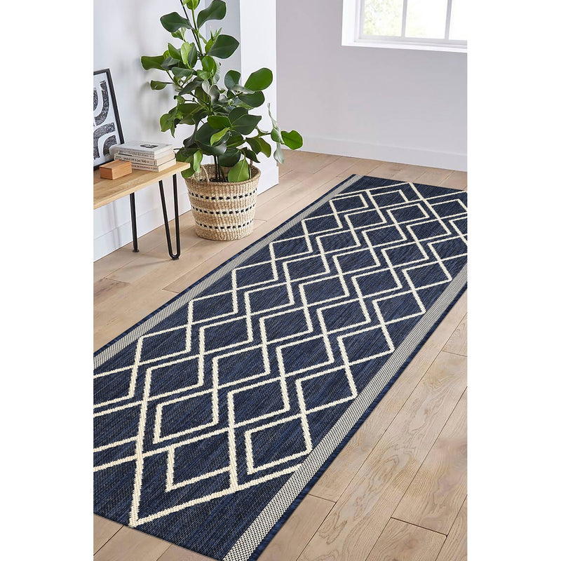 Lewis's Home Compass Diamond Flatweave Indoor & Outdoor Rugs - Navy