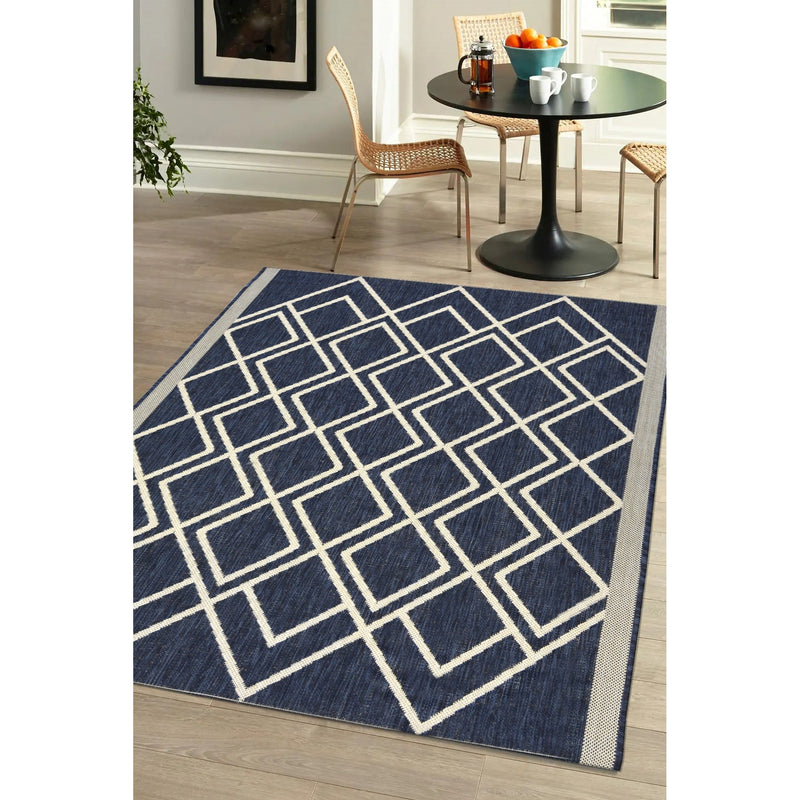 Lewis's Home Compass Diamond Flatweave Indoor & Outdoor Rugs - Navy