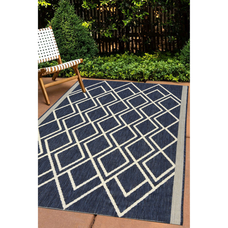 Lewis's Home Compass Diamond Flatweave Indoor & Outdoor Rugs - Navy