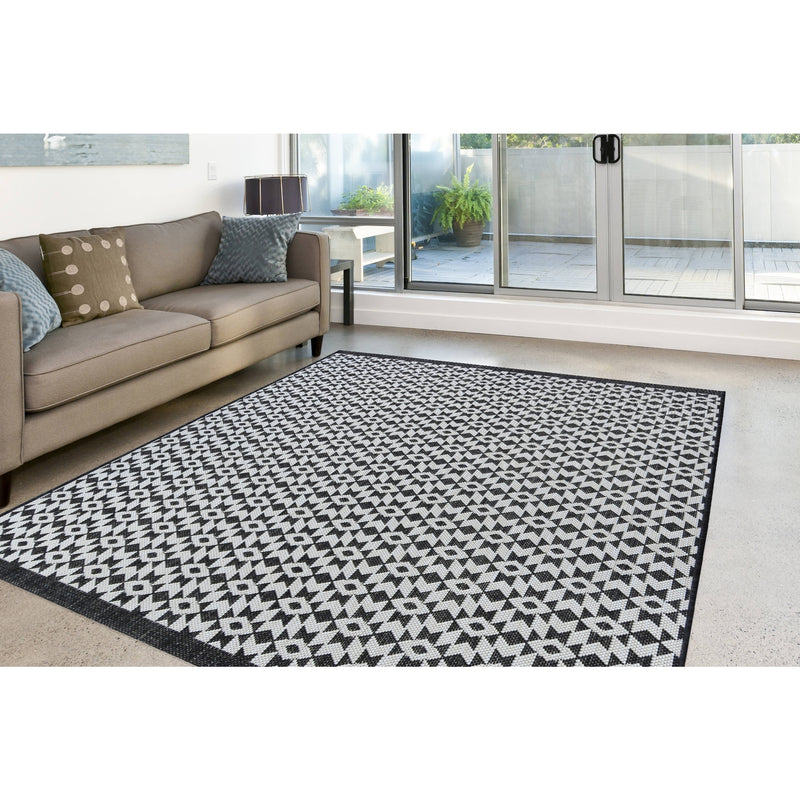 Lewis's Home Compass Aztec Flatweave Indoor & Outdoor Rugs - Black
