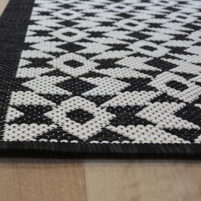 Lewis's Home Compass Aztec Flatweave Indoor & Outdoor Rugs - Black