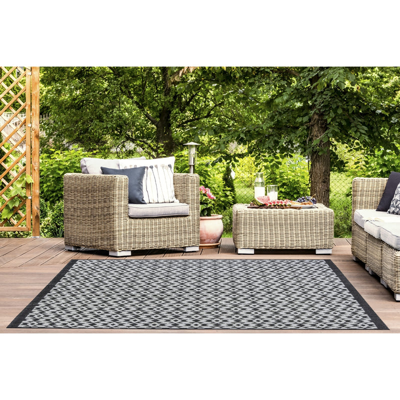 Lewis's Home Compass Aztec Flatweave Indoor & Outdoor Rugs - Black