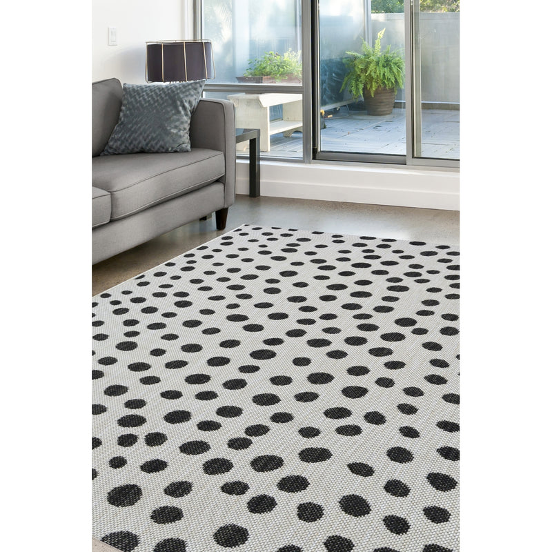 Lewis's Home Compass Mono Spot Flatweave Indoor & Outdoor Rugs - White & Black
