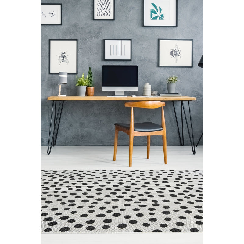 Lewis's Home Compass Mono Spot Flatweave Indoor & Outdoor Rugs - White & Black