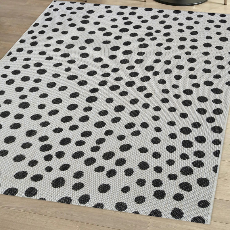 Lewis's Home Compass Mono Spot Flatweave Indoor & Outdoor Rugs - White & Black