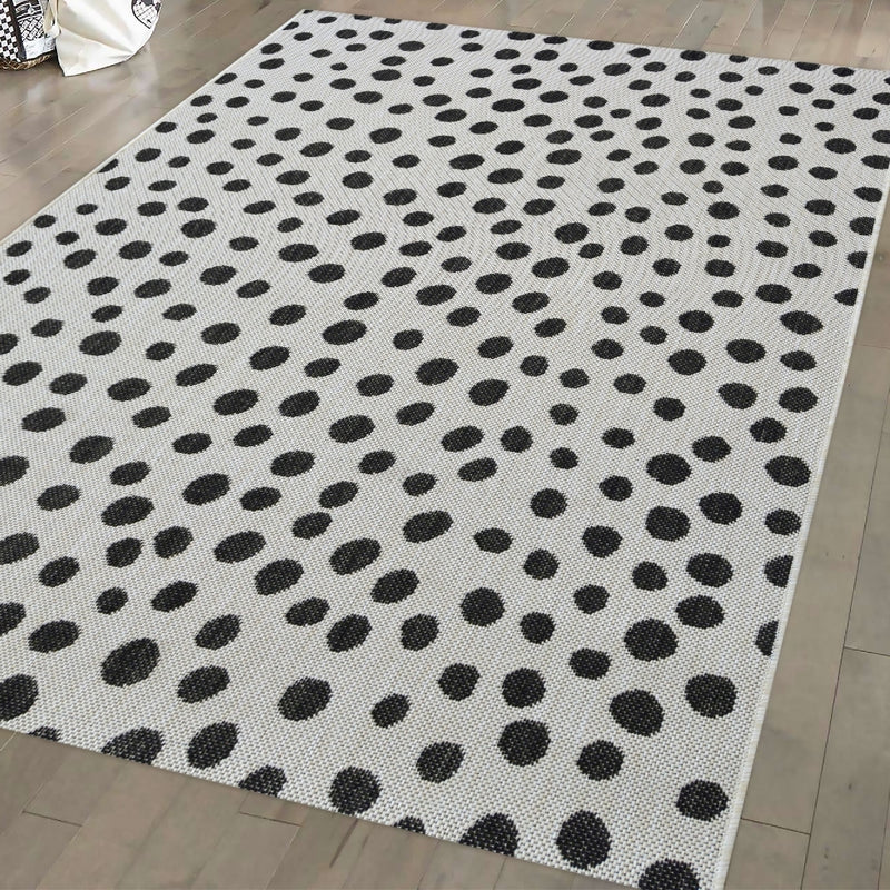 Lewis's Home Compass Mono Spot Flatweave Indoor & Outdoor Rugs - White & Black