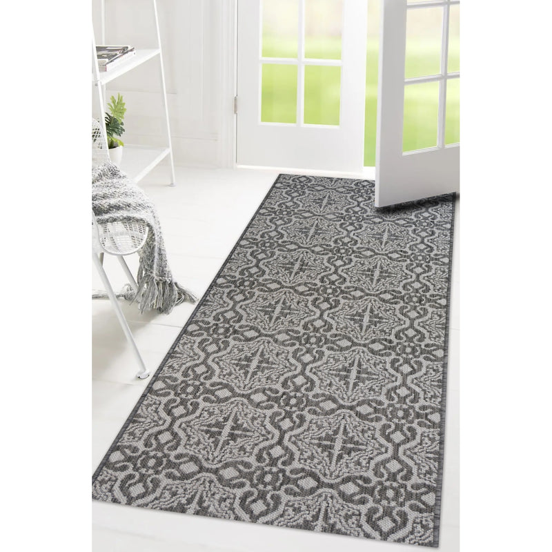 Lewis's Home Compass Victorian Flatweave Indoor & Outdoor Rugs - Grey