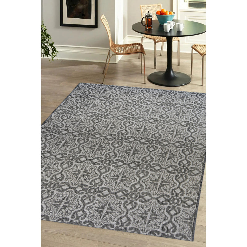 Lewis's Home Compass Victorian Flatweave Indoor & Outdoor Rugs - Grey