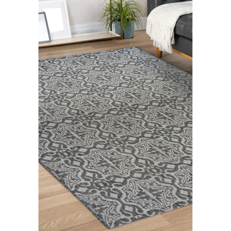 Lewis's Home Compass Victorian Flatweave Indoor & Outdoor Rugs - Grey