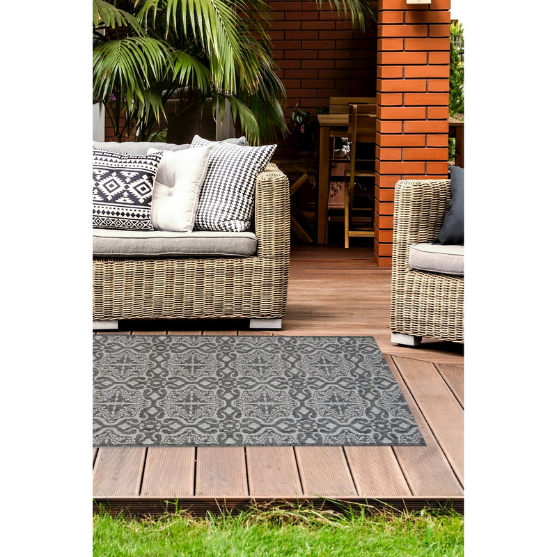 Lewis's Home Compass Victorian Flatweave Indoor & Outdoor Rugs - Grey