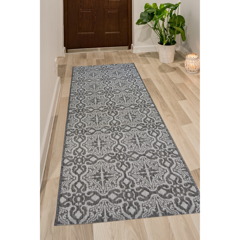 Lewis's Home Compass Victorian Flatweave Indoor & Outdoor Rugs - Grey