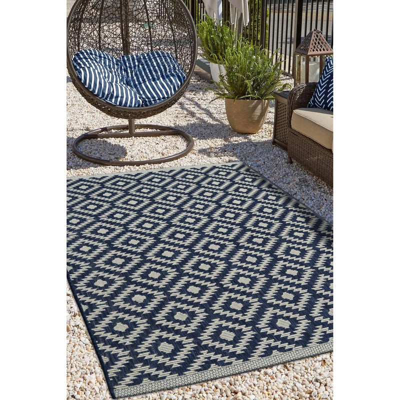 Lewis's Home Compass Indoor and Outdoor Flatweave Rugs - Navy Blue