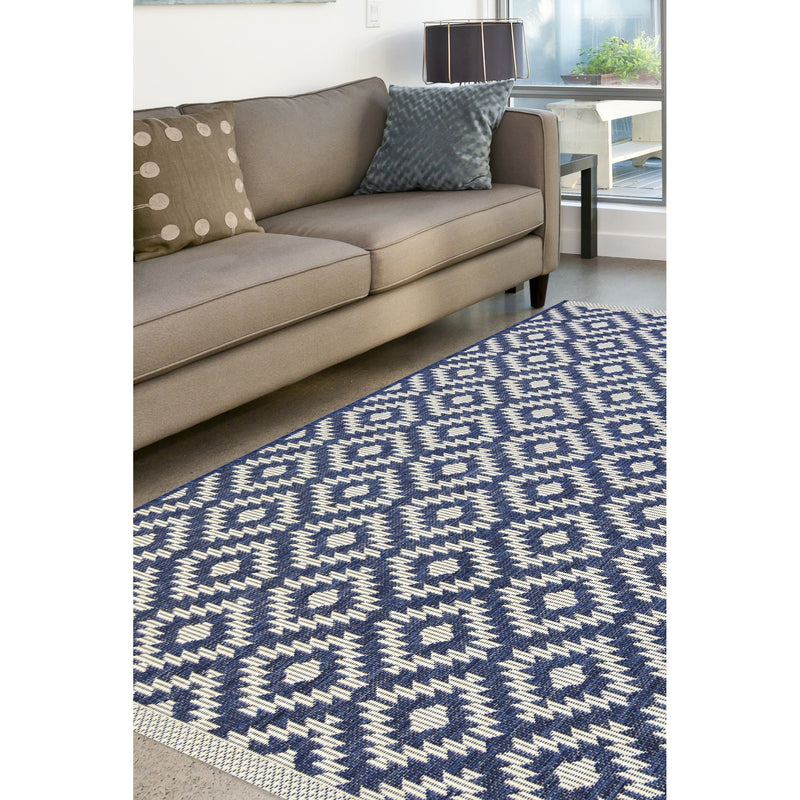 Lewis's Home Compass Indoor and Outdoor Flatweave Rugs - Navy Blue
