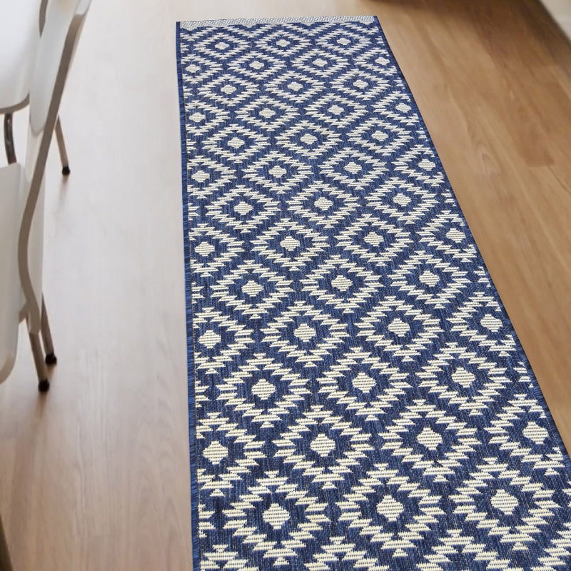 Lewis's Home Compass Indoor and Outdoor Flatweave Rugs - Navy Blue