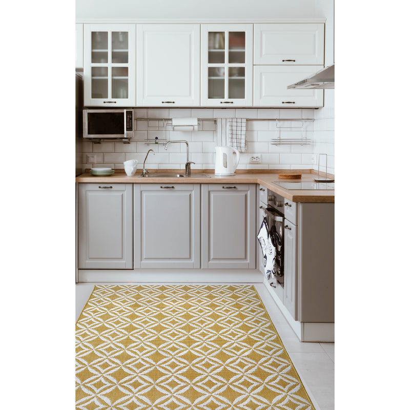 Lewis's Home Compass Geo Flatweave Indoor & Outdoor Rugs - Yellow