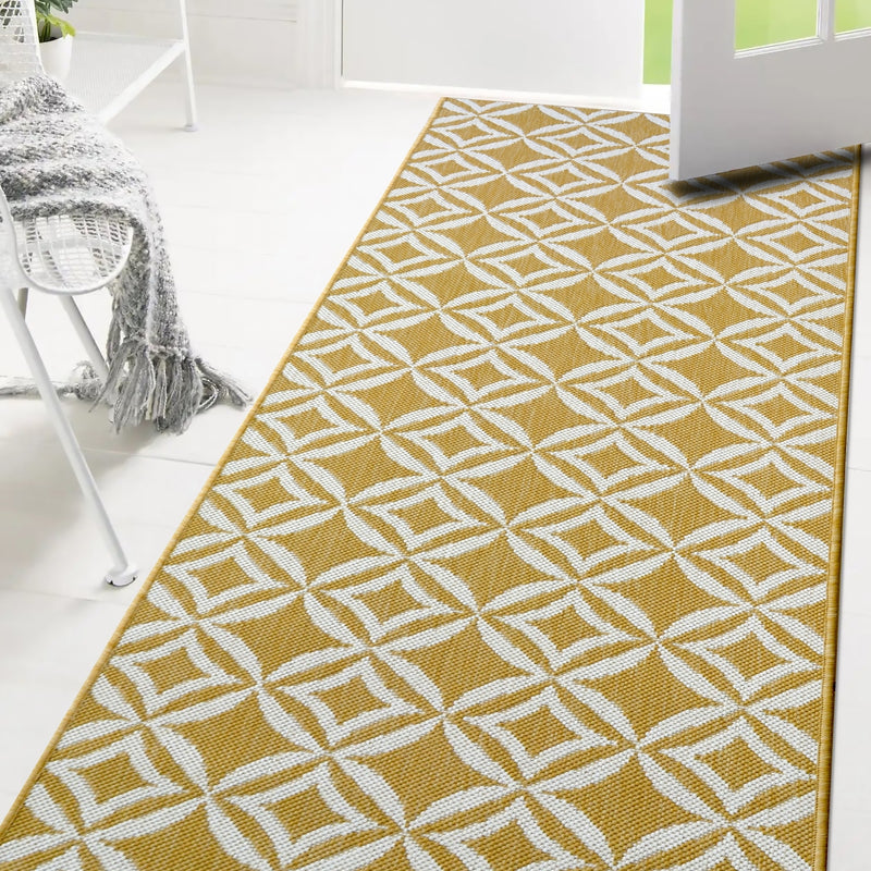 Lewis's Home Compass Geo Flatweave Indoor & Outdoor Rugs - Yellow