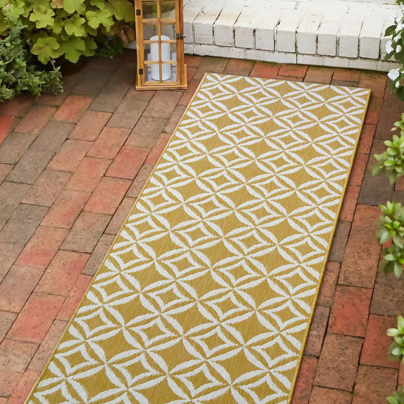 Lewis's Home Compass Geo Flatweave Indoor & Outdoor Rugs - Yellow