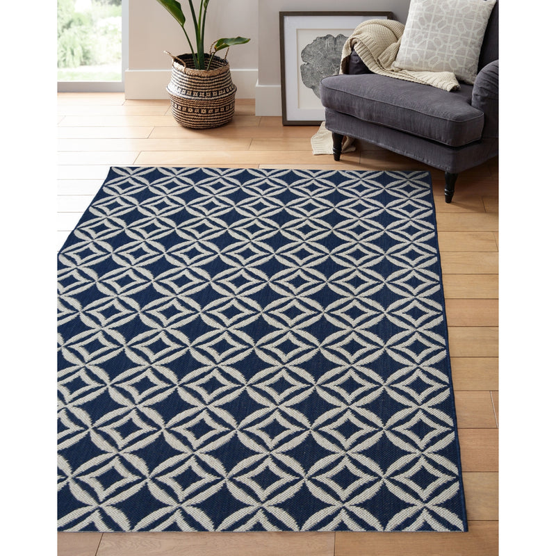Lewis's Home Compass Geo Flatweave Indoor & Outdoor Rugs - Navy