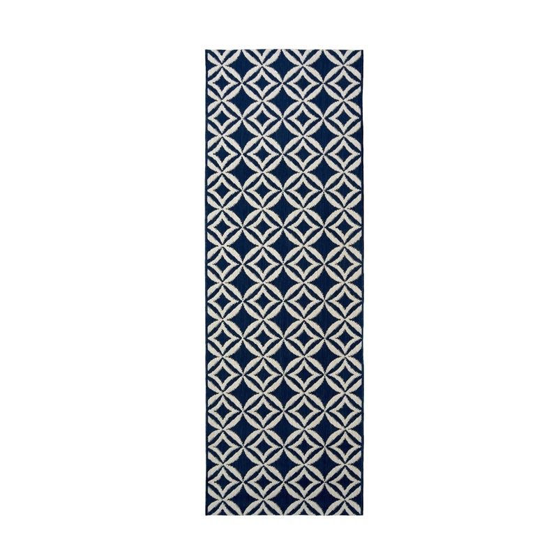 Lewis's Home Compass Geo Flatweave Indoor & Outdoor Rugs - Navy