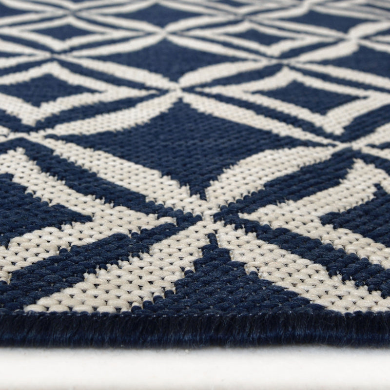 Lewis's Home Compass Geo Flatweave Indoor & Outdoor Rugs - Navy