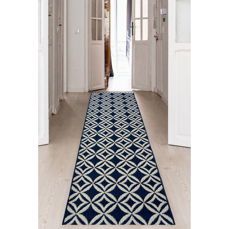 Lewis's Home Compass Geo Flatweave Indoor & Outdoor Rugs - Navy