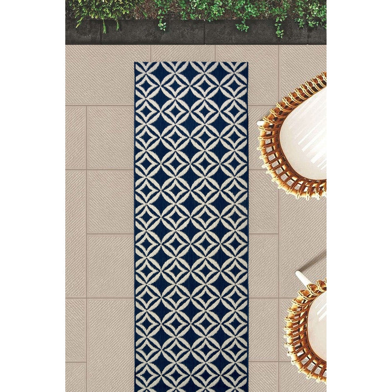 Lewis's Home Compass Geo Flatweave Indoor & Outdoor Rugs - Navy