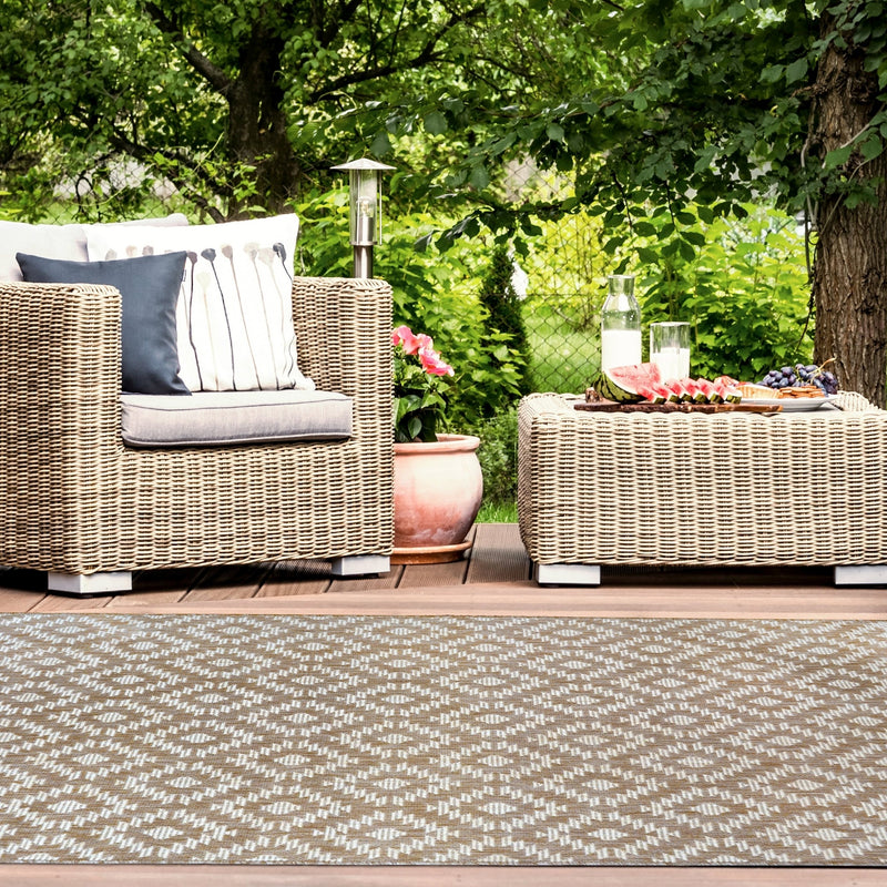 Lewis's Home Compass Indoor and Outdoor Flatweave Rugs - Natural Brown