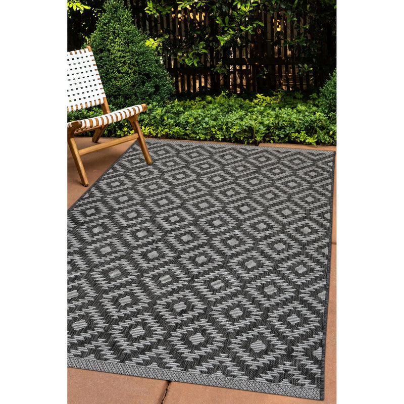 Lewis's Home Compass Indoor and Outdoor Flatweave Rugs - Anthracite Grey