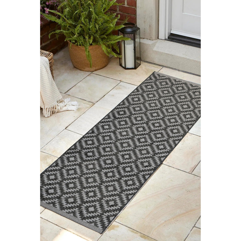 Lewis's Home Compass Indoor and Outdoor Flatweave Rugs - Anthracite Grey