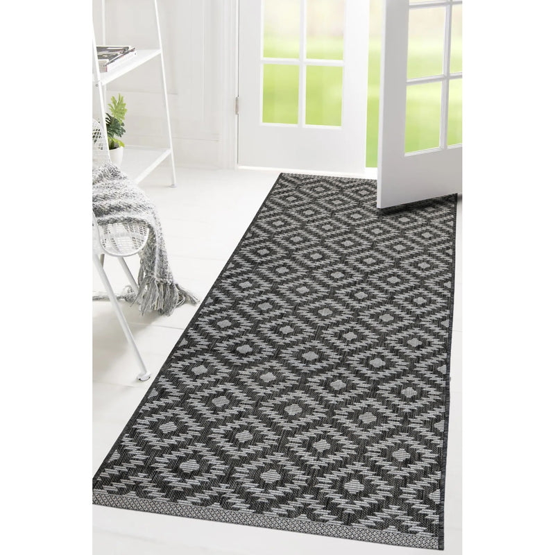 Lewis's Home Compass Indoor and Outdoor Flatweave Rugs - Anthracite Grey