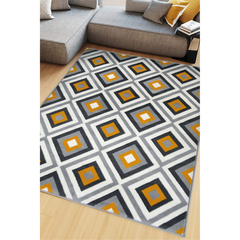 Lewis's Home Maestro Diamond Rugs - Grey & Yellow