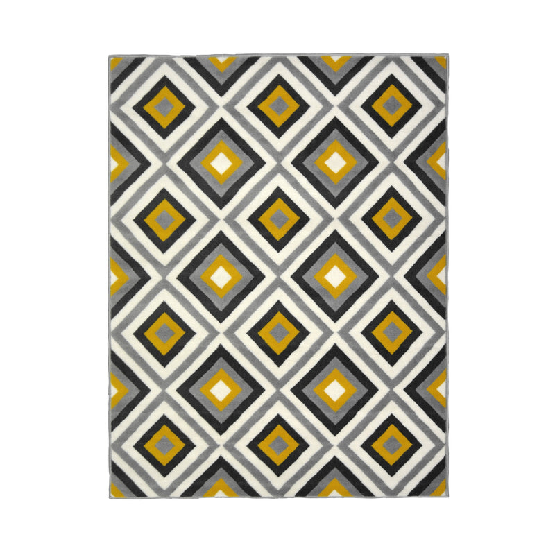 Lewis's Home Maestro Diamond Rugs - Grey & Yellow